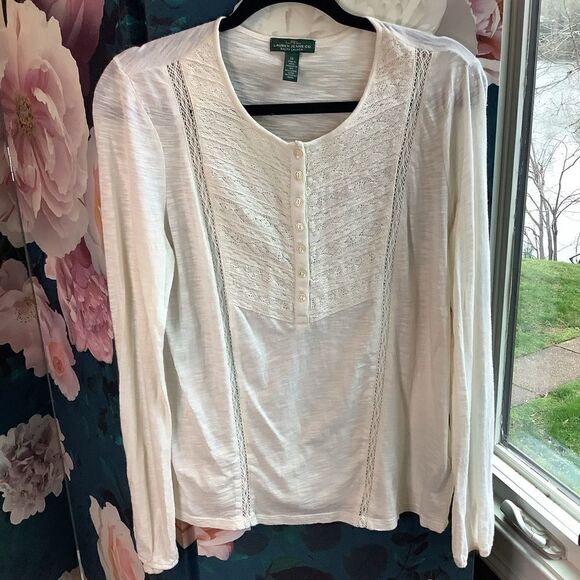 Lauren Ralph Lauren Cream Henley - Picture 1 of 5